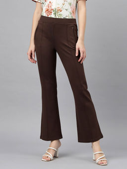 Latin Quarters - Women's Brown Casual Solid High Rise Trouser