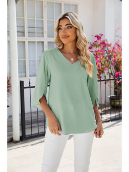 Outzidr - Green V Neck Top
