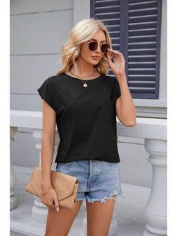 Outzidr - Black Short Sleeve Solid Top