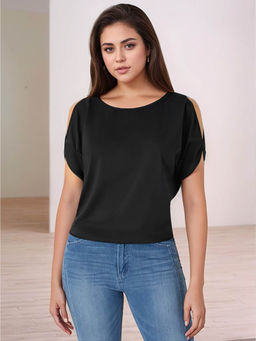 Outzidr - Black Cold Shoulder Top