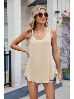 Outzidr - Cream Double Spaghetti Strap Top
