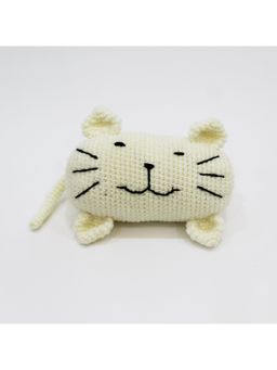 Woonie - Handmade Cat Shaped Filled Cuddle Cushion - Cream