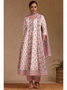 Soch - Women Pink Floral Anarkali Kurta with Pant and Dupatta (Set of 3)