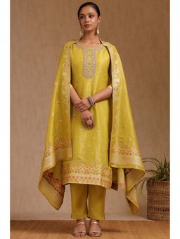 Soch - Women Green Woven Kurta with Pant and Dupatta (Set of 3)