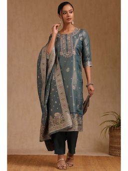 Soch - Women Teal Woven Kurta with Pant and Dupatta (Set of 3)