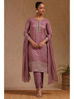 Soch - Women Purple Woven Kurta with Pant and Dupatta (Set of 3)