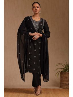 Soch - Women Black Embroidered Kurta with Pant and Dupatta (Set of 3)