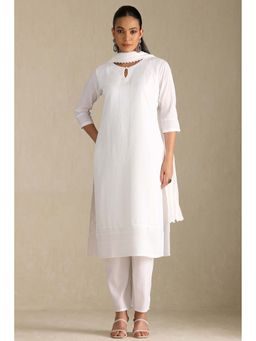 Soch - Women White Embroidered Kurta with Palazzo and Dupatta (Set of 3)