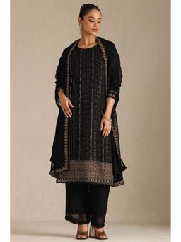 Soch - Women Black Embroidered Kurta with Pant and Dupatta (Set of 3)
