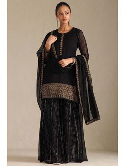 Soch - Women Black Embroidered Kurta with Palazzo and Dupatta (Set of 3)