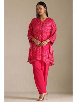 Soch - Women Pink Printed Kaftan with Inner and Pant (Set of 3)