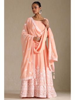 Soch - Women Peach Embroidered Anarkali Kurta with Chudidar and Dupatta (Set of 3)