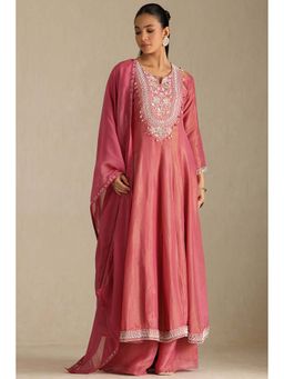 Soch - Women Pink Embellished Anarkali Kurta with Palazzo and Dupatta (Set of 3)