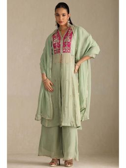 Soch - Women Green Embellished Kurta with Palazzo and Dupatta (Set of 3)