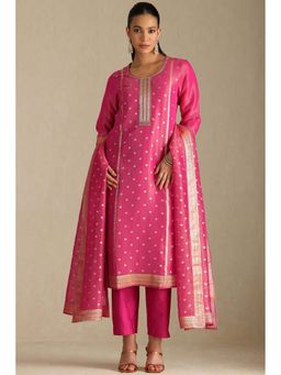 Soch - Women Pink Woven Kurta with Pant and Dupatta (Set of 3)
