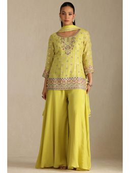 Soch - Women Green Embroidered Kurta with Palazzo and Dupatta (Set of 3)