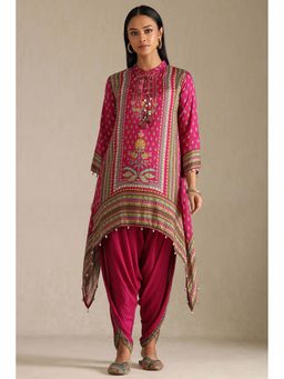 Soch - Women Magenta Floral Kurta with Dhoti (Set of 2)