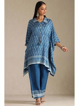 Soch - Women Indigo Printed Kaftan with Pant (Set of 2)