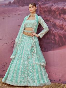 Panchhi - Olive Semi-Stitched Lehenga Choli with Waist Belt and Dupatta (Set of 4)
