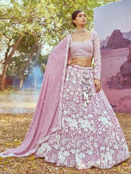 Panchhi - Turquoise Semi-Stitched Lehenga Choli with Waist Belt and Dupatta (Set of 4)