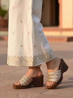 Inc.5 - Women Rose Gold Round Toe Wedges Heels