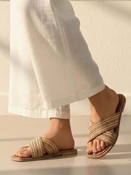 Inc.5 - Womens Beige Open Toe Flats