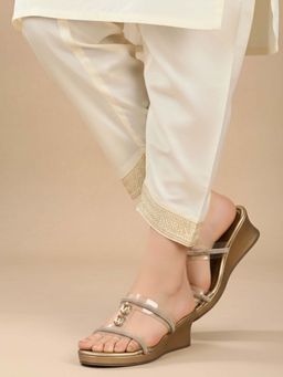 Inc.5 - Women Gold Wedges Heels