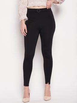 CAMLA - Black Solid Skinny Fit Jeggings Black