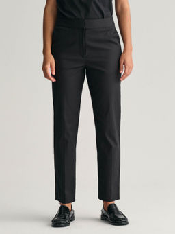 GANT - Women Black Solid Mid-Rise Slim Fit Corduroy Trouser