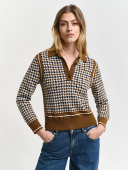 GANT - Women Brown Collar Neck Full Sleeves Sweater