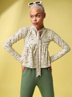 PURVAJA - Floral Print Dusty Peplum Top