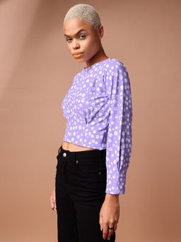 PURVAJA - Printed Lavender Crop Top