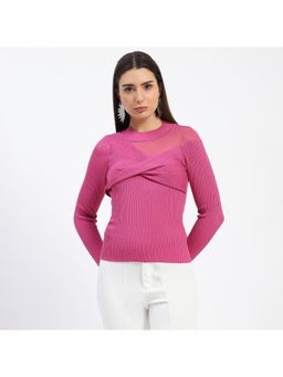 Madame - Shimmery Mock Wrap Hot Pink Top