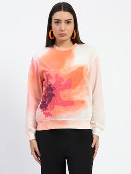 Madame - Round Neck Printed Multi-Color Sweatshirt