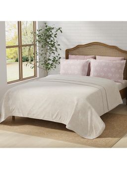 Layers - Pristine 100% Cotton 180 TC Pink Floral King Bedsheet with 2 Pillow Covers