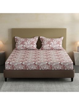 Layers - Lumina Floret 100% Cotton 144 TC Brown Ethnic King Bedsheet with 2 Pillow Covers