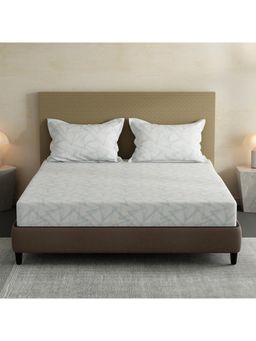 Layers - Lumina Floret 100% Cotton 144 TC Blue Geometric King Bedsheet with 2 Pillow Covers
