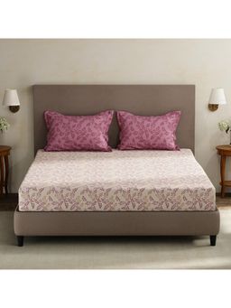 Layers - Forever 100% Cotton 120 TC Pink Floral King Bedsheet with 2 Pillow Covers
