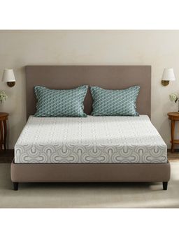 Layers - Forever 100% Cotton 120 TC White & Grey Geometric King Bedsheet with 2 Pillow Covers
