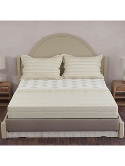 Layers - Forever 100% Cotton 120 TC Cream Ethnic King Bedsheet with 2 Pillow Covers