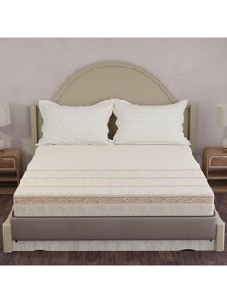Layers - Forever 100% Cotton 120 TC Cream Ethnic King Bedsheet with 2 Pillow Covers