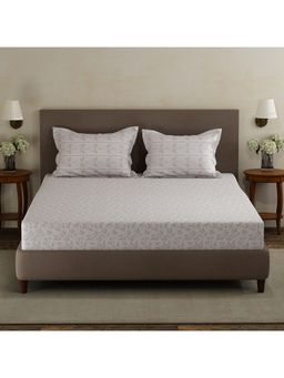 Layers - Forever 100% Cotton 120 TC White Floral Double Bedsheet with 2 Pillow Covers