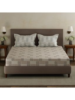 Layers - Forever 100% Cotton 120 TC Grey Geometric Double Bedsheet with 2 Pillow Covers