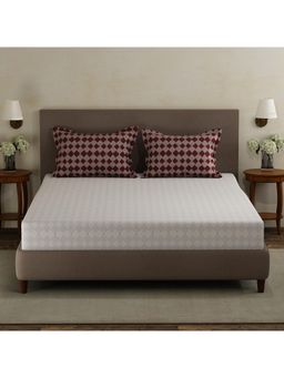 Layers - Forever 100% Cotton 120 TC Brown Geometric Double Bedsheet with 2 Pillow Covers