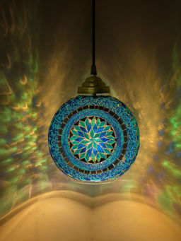 Homesake - Turkish Mosaic Ceiling Hanging Light Blue