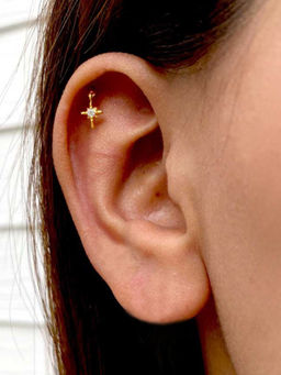 Boldiful - Starburst 18k Gold Vermeil Drop Helix Earrings 5A Cubic Zirconia Earring