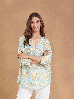 Fabindia - White Viscose Printed Tunic