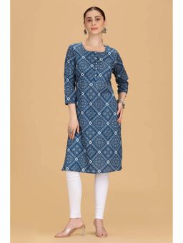 Cotton Culture - Indigo Jaipuri Cotton Printed Straight Kurta