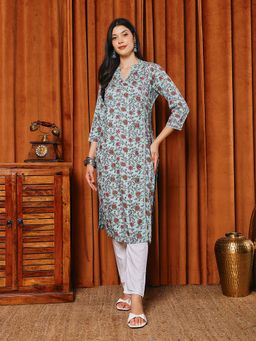 MEENA BAZAAR - Printed Green Women Kurta