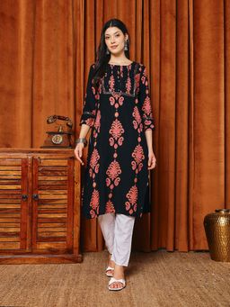 MEENA BAZAAR - Printed Black Women Kurta